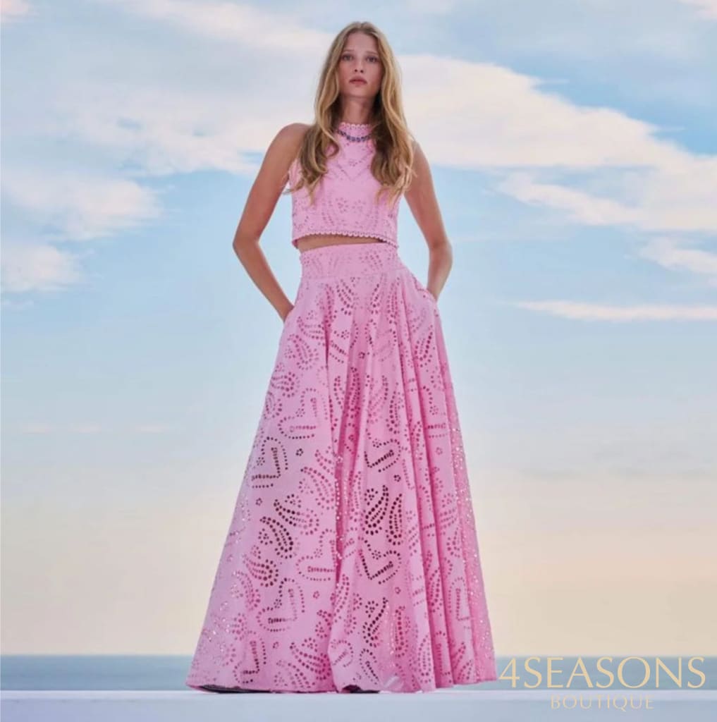Briana Lace Elegant Cutout Top and Skirt Set