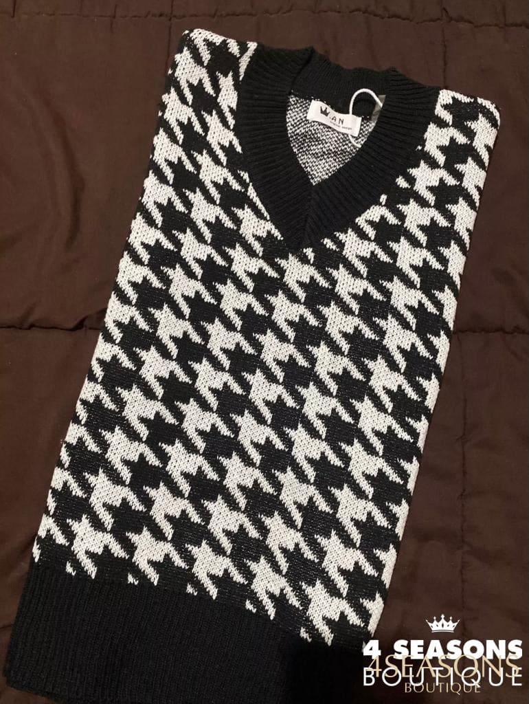 Colete Pied Poule Xadrez Preto