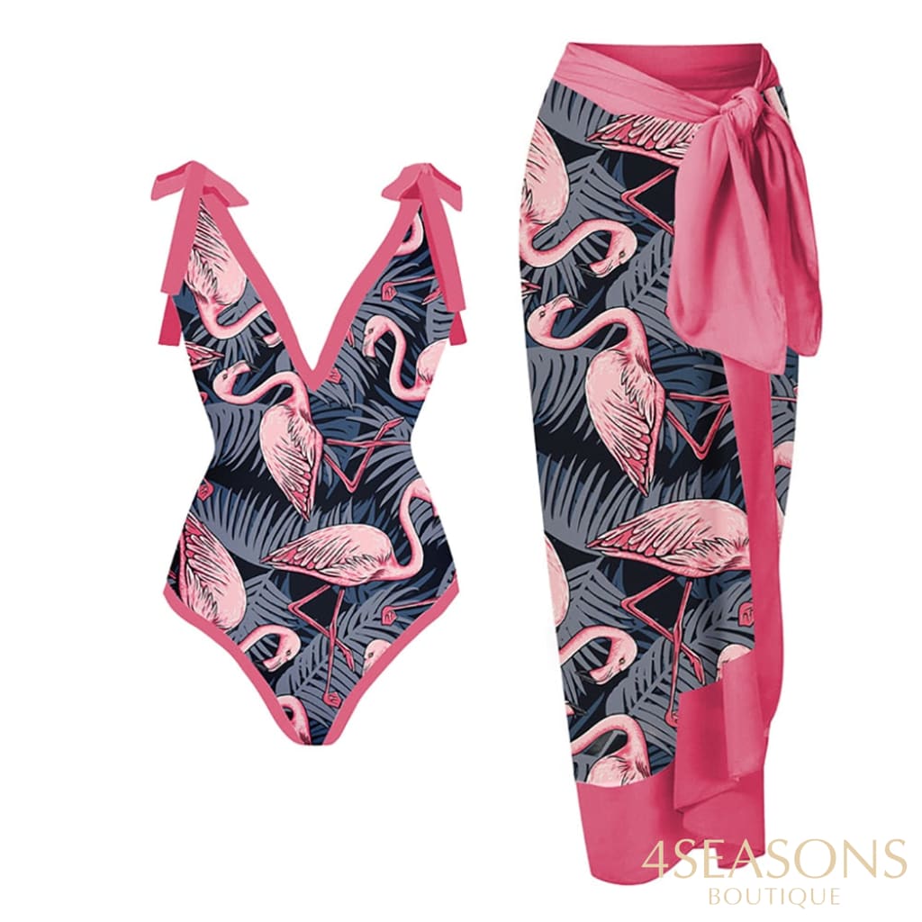 Maiô Flamingo + Pareô Grátis
