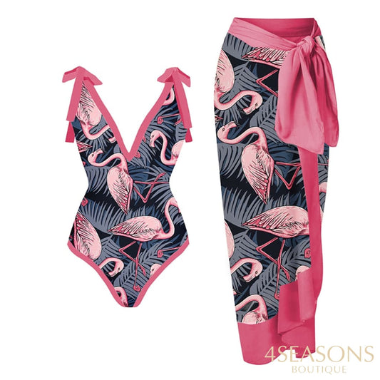 Maiô Flamingo + Pareô Grátis